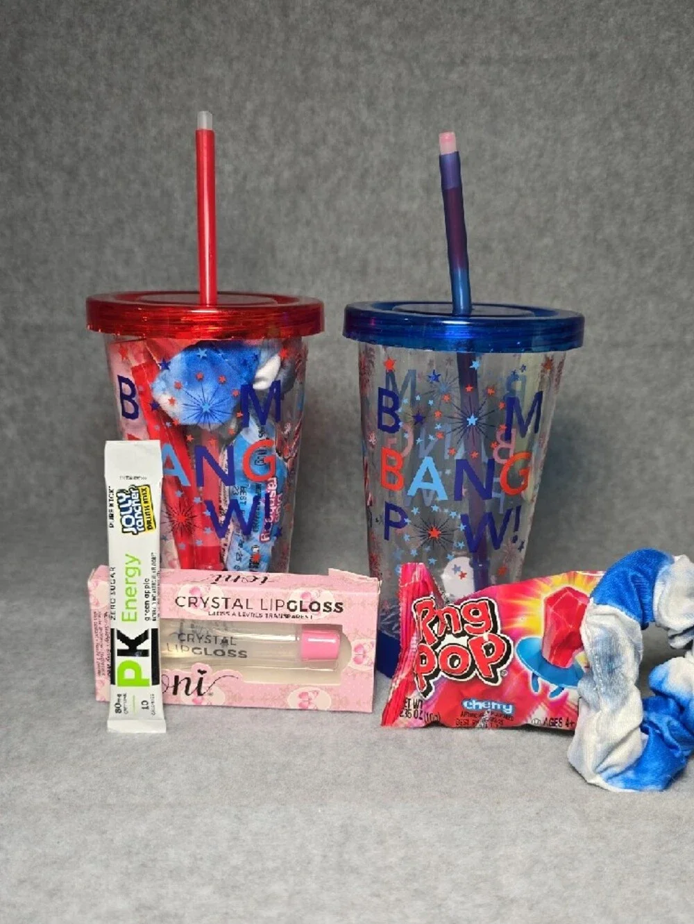 Patriotic Red and Blue Light-Up Party Tumbler Set with Straws and Accessories